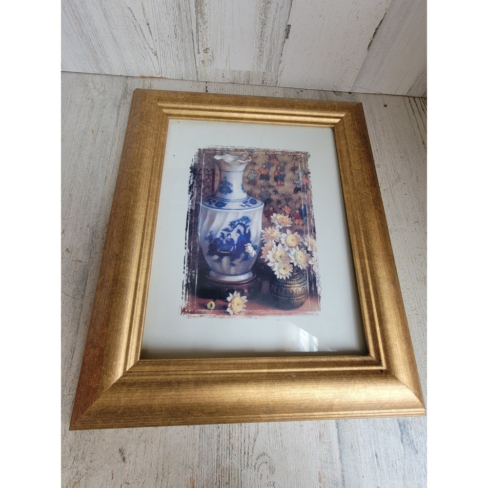 Chinoiserie Style floral print framed hanging wall home decor vintage unique